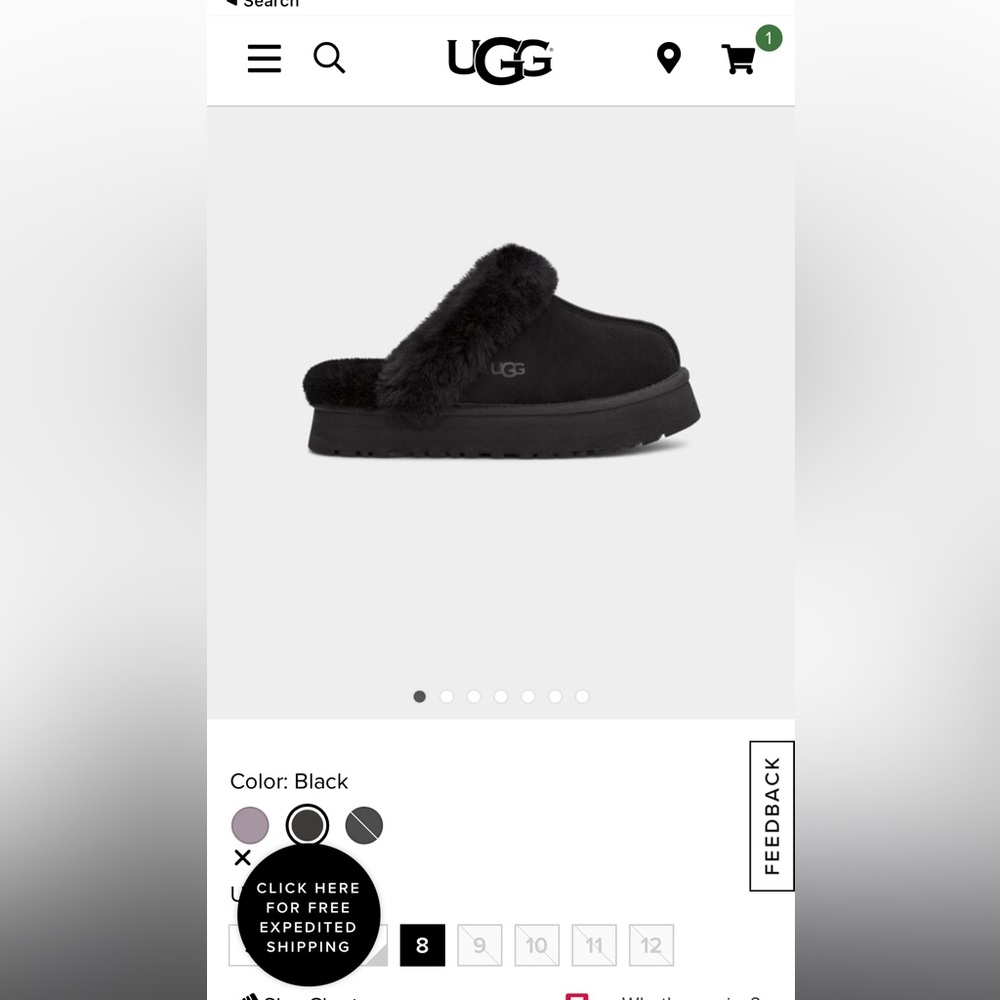 New Black UGG Platform Disquette Size 8